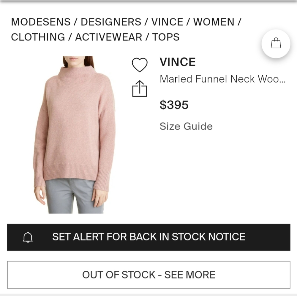 Vince Marled Wool Funnel Neck Sweater Dusty Pink (XXS)